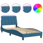 vidaXL Cadre de lit avec lumières LED bleu 80x200 cm velours