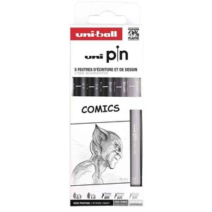 Feutre technique pin 'comics' pf  set de 5 uni-ball