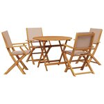 vidaXL Ensemble à manger de jardin 5 Pièces taupe tissu et bois massif