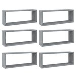 vidaXL Étagères murales cube 6 Pièces Sonoma gris 60x15x23 cm Bois