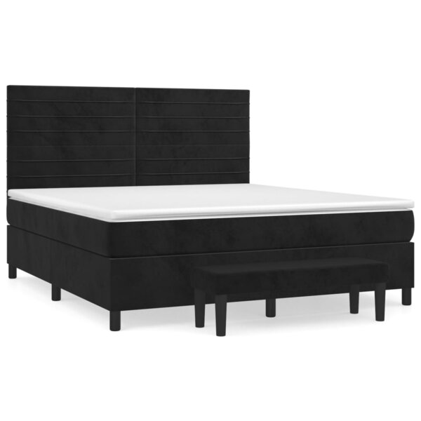 vidaXL Sommier à lattes de lit et matelas Noir 160x200 cm Velours