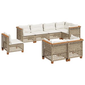 vidaXL Salon de jardin avec coussins 8 Pièces beige résine tressée