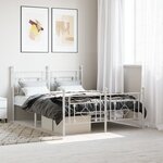 vidaXL Cadre de lit métal avec tête de lit/pied de lit blanc 140x190cm