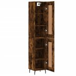 vidaXL Buffet haut Chêne fumé 34 5x34x180 cm Bois d'ingénierie