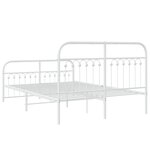 vidaXL Cadre de lit métal avec tête de lit/pied de lit blanc 137x190cm