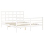 vidaXL Cadre de lit avec tête de lit blanc 160x200 cm bois massif