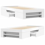vidaXL Cadre de lit blanc 90x190 cm bois d'ingénierie