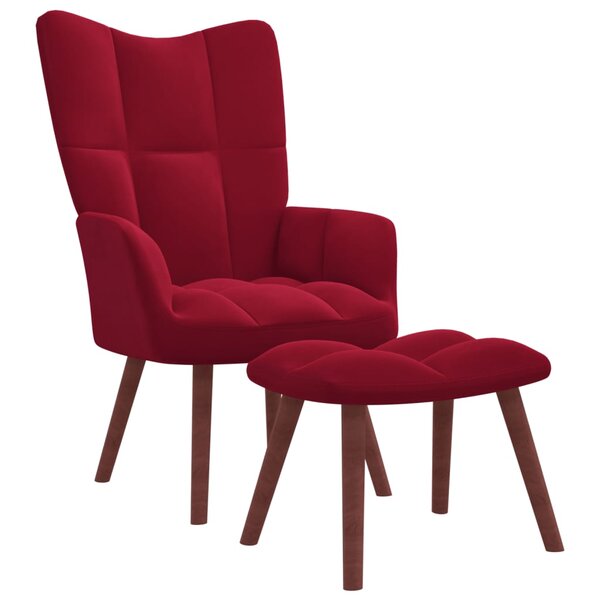 vidaXL Chaise de relaxation avec repose-pied Rouge bordeaux Velours
