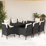 vidaXL Ensemble à manger de jardin 9Pièces coussins noir résine tressée