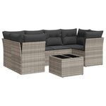 vidaXL Salon de jardin avec coussins 7 Pièces gris clair résine tressée