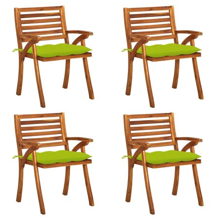 vidaXL Chaises de jardin avec coussins 4 Pièces Bois de teck solide