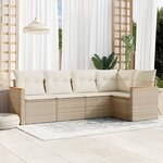 vidaXL Salon de jardin avec coussins 5 Pièces beige résine tressée