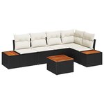vidaXL Ensemble de 6 canapés de jardin avec coussins Noir Poly Rattan