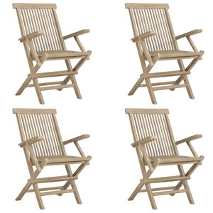 vidaXL Chaises de jardin pliantes lot de 4 gris 56x61x89 cm bois teck