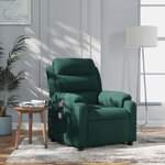 vidaXL Fauteuil de massage inclinable vert foncé velours