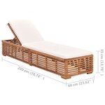 vidaXL Chaise longue avec coussin crème Bois de teck solide