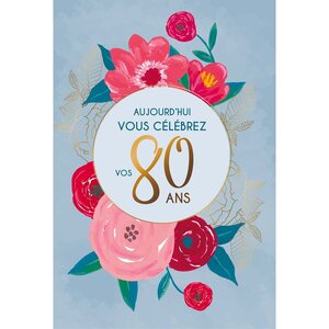 Carte anniversaire joyeux anniversaire - fleurs vert clair Draeger Paris