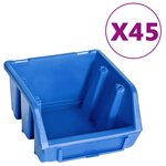 vidaXL Kit de bacs de stockage et panneaux muraux 48 Pièces Bleu et noir
