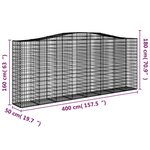 vidaXL Paniers à gabions arqués 6 Pièces 400x50x160/180 cm fer galvanisé