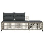 vidaXL Salon de jardin d'angle avec coussins 3 Pièces gris clair rotin