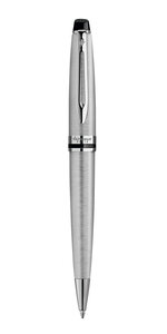 Waterman expert stylo bille acier inoxydable recharge bleue pointe moyenne coffret cadeau