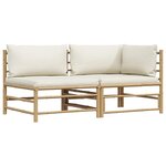 vidaXL Salon de jardin 2 Pièces avec coussins blanc crème Bambou
