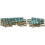 vidaXL Salon de jardin 10 Pièces avec coussins bois de pin imprégné