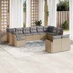 vidaXL Salon de jardin et coussins 12 Pièces mélange beige résine tressée