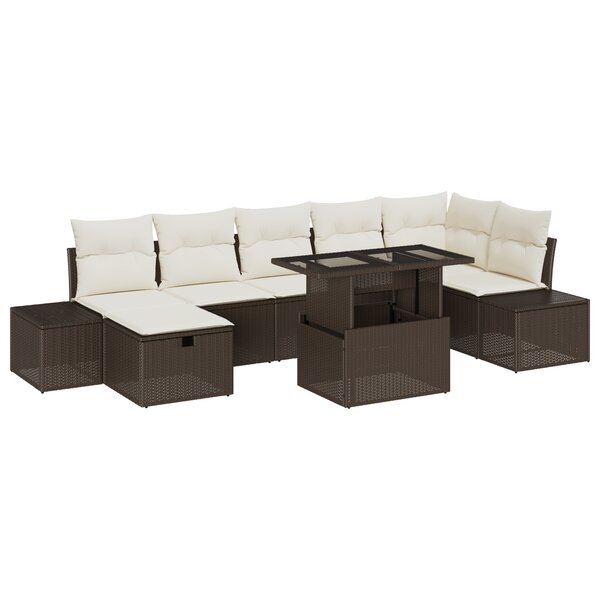 vidaXL Ensemble de 8 pièces de sofa de jardin avec coussins marron en poly rattan