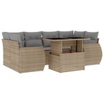 vidaXL Salon de jardin avec coussins 7 Pièces beige résine tressée