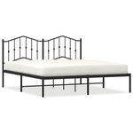 vidaXL Cadre de lit métal avec tête de lit noir 183x213 cm