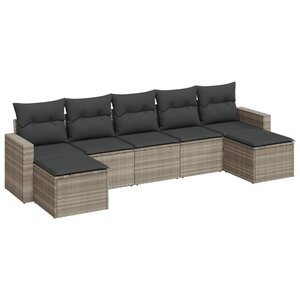 vidaXL Salon de jardin avec coussins 7 Pièces gris clair résine tressée