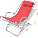 vidaXL Chaises inclinables de terrasse 2 Pièces Acier Rouge