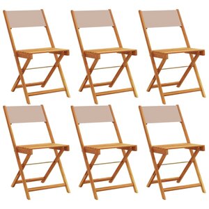vidaXL Chaises de jardin pliantes lot de 6 taupe tissu et bois massif