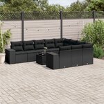 vidaXL Salon de jardin 11 Pièces avec coussins noir résine tressée