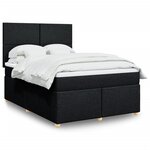 vidaXL Sommier à lattes de lit avec matelas Noir 140x200 cm Tissu