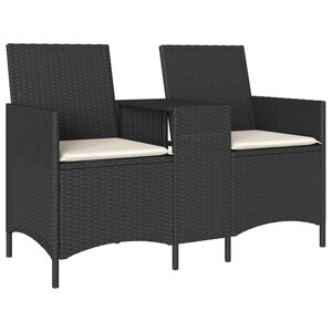 vidaXL Canapé de jardin 2 places avec table et coussins résine tressée