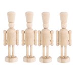 4 personnages casse-noisette en bois à peindre 13 cm