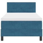 lit boxspring vidaXL avec matelas bleu foncé simple en velours