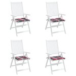 vidaXL Coussins de chaise de jardin lot de 4 carreaux rouges 40x40x3cm