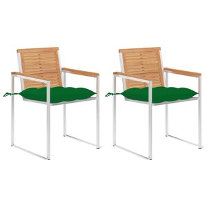 vidaXL Chaises de jardin avec coussins lot de 2 Teck solide et acier