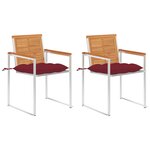 vidaXL Chaises de jardin avec coussins 2 Pièces Acacia solide et acier