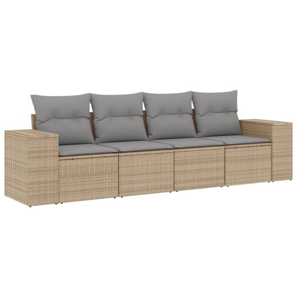 vidaXL Salon de jardin avec coussins 4 Pièces beige résine tressée