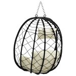 vidaXL Balançoire à œuf suspendue sans support Crème blanche Rattan poly