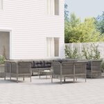 vidaXL Salon de jardin 13 Pièces avec coussins Gris Résine tressée