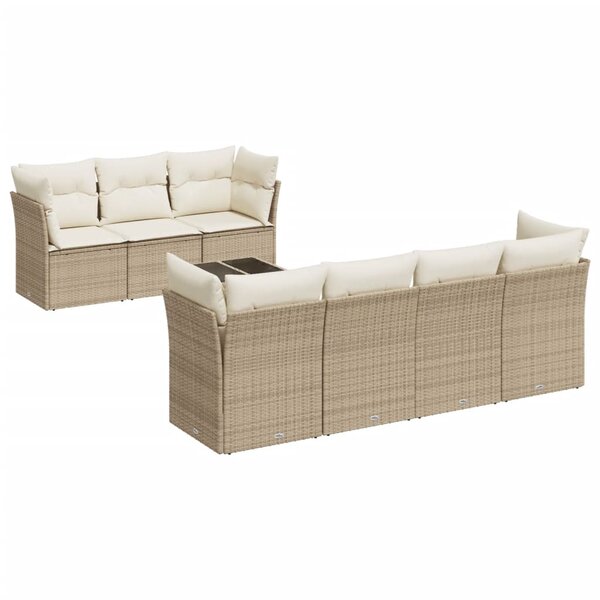 vidaXL Salon de jardin avec coussins 8 Pièces beige résine tressée