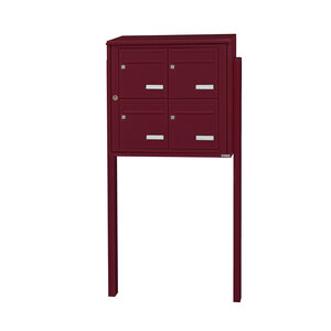 Bloc collectif leabox.com 2x2 grade 3 simple face Extérieur fixation sur pieds à sceller Rouge pourpre RAL 3004 finition brillante