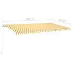 vidaXL Auvent automatique capteur de vent/LED 6x3 m Jaune et blanc