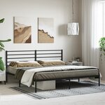 vidaXL Cadre de lit métal avec tête de lit noir 180x200 cm