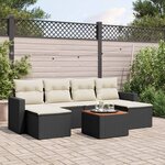 vidaXL Salon de jardin 7 Pièces avec coussins noir résine tressée